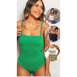 Body Feminino Alça Regata Tecido Anarruga
