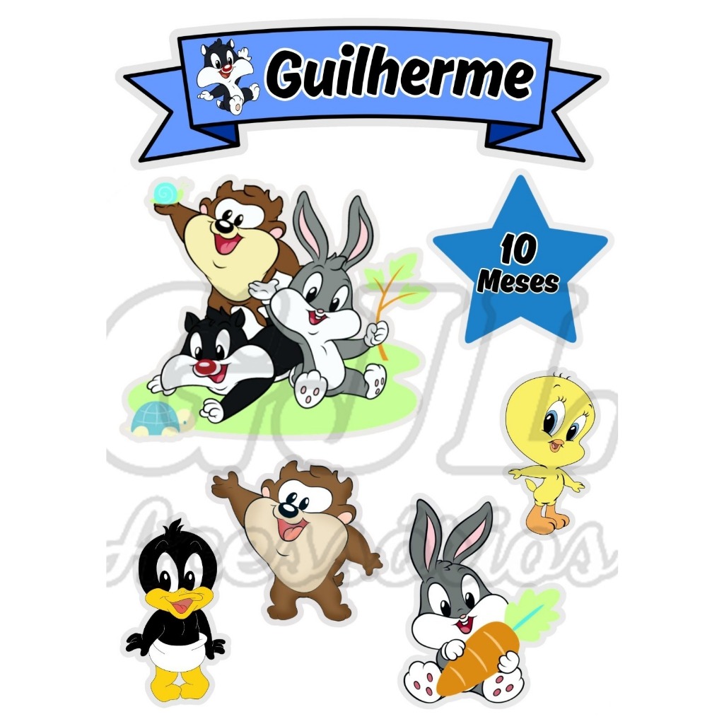 Topo Topper De Bolo Baby Looney Tunes Personalizado Aniversário ...