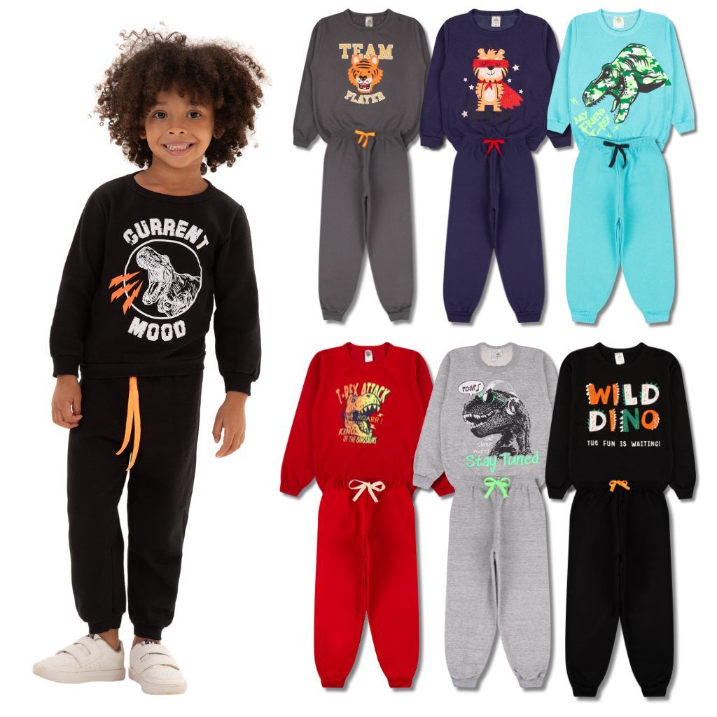 Kit Sortido 4 Peças de Roupas Masculino Infantil Inverno – 2 blusas casacos + 2 calças de 1 ao 10 – Promoção – Kit 2 Conjuntos Moletom Infantil Menino Inverno com Calça e Casaco Bebe Barato