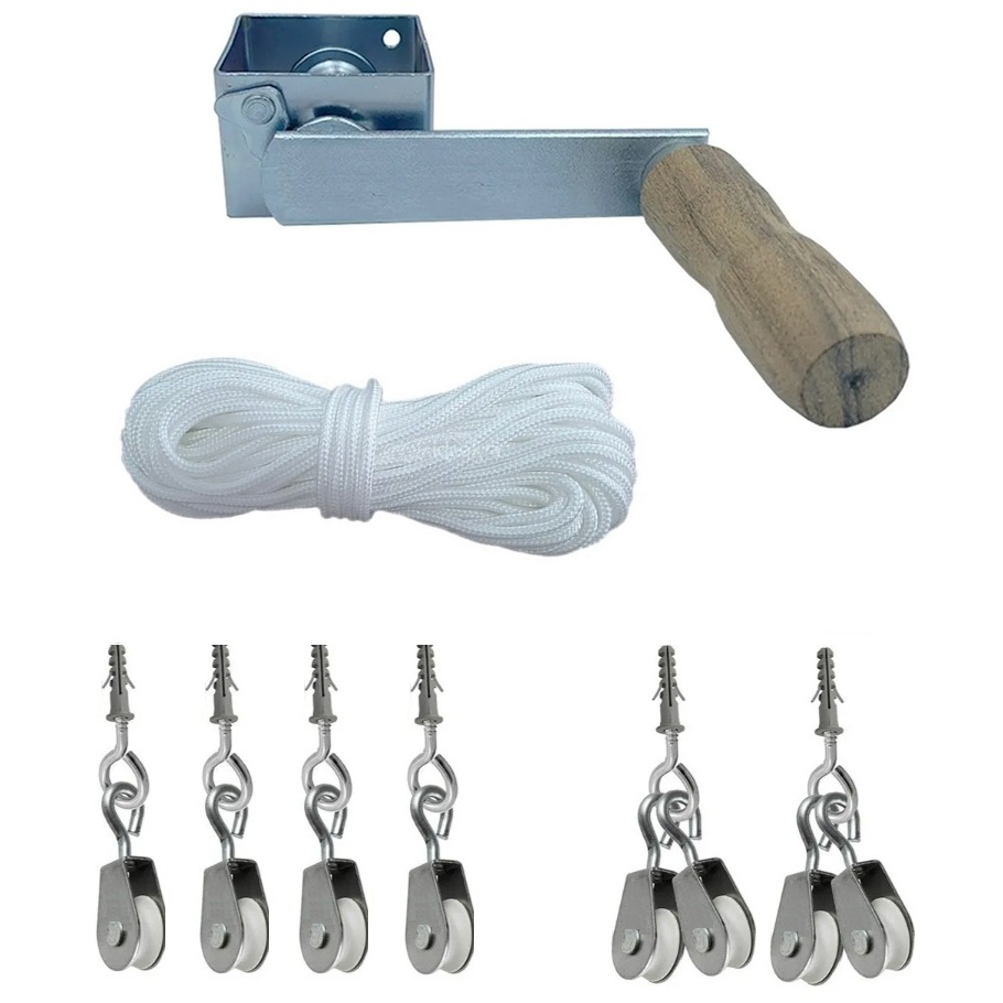 Kit Catraca + 8 Carretilhas + Corda 20metros Varal Roldanas | Shopee Brasil