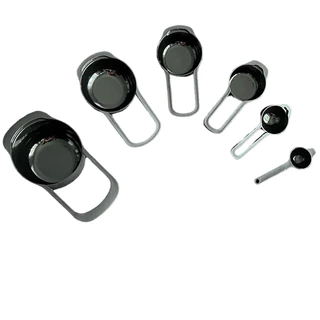 Colheres Medidoras 6 peças para Bolo, Cozinha e Confeitaria Preto Medidor de Cozinha