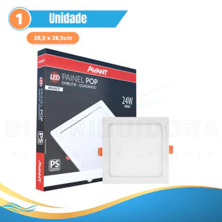 Painel Plafon Luminaria 24w Embutir Quadrado 6500k Branco Frio Avant Distribuidora Galante