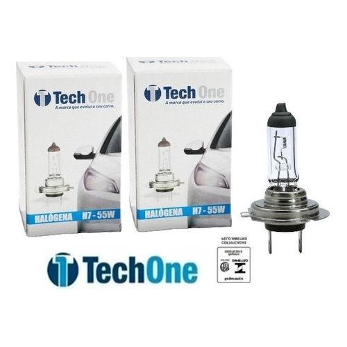 KIT 2 LAMPADA HALOGENA 12V TECHONE CAIXINHA 4300K H7 55W