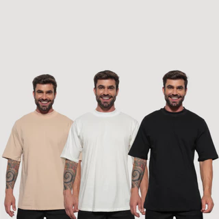 Kit 3 Camisa Fio 30.1 Oversized Streewaer Hip Hop