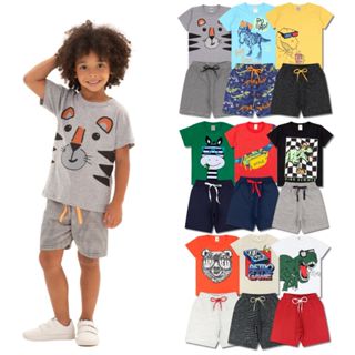 Kit Sortido 6 Peças de Roupas Infantil Menino 3 Camisetas + 3 Bermudas - Promoção - Kit com 3 Conjuntos de Roupa Infantil Menino Verão Menino Bebe Barato