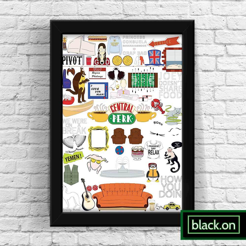 Poster com Moldura A4 Quadro Decorativo Friends Central Perk