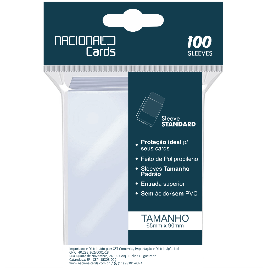 Sleeve Standard Padrão Transparente c/ 100 Unidades - Nacional Cards