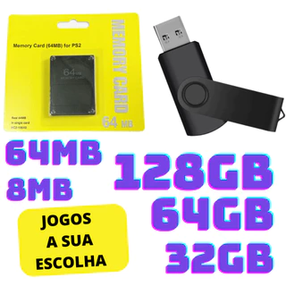 Kit Opl Ps2 Pen Drive 128Gb 64Gb 32Gb + Memory Card