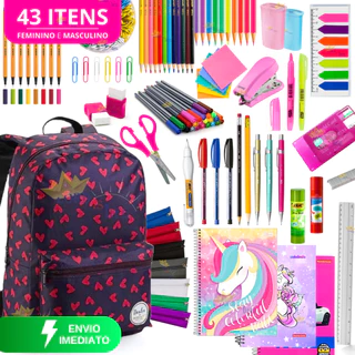 Kit Material Escolar Feminino Completo 43 Itens Volta As Aulas 2024 Menina