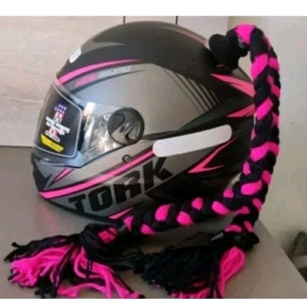 capacete personalizado fechado feminino com par trança rosa pink ...