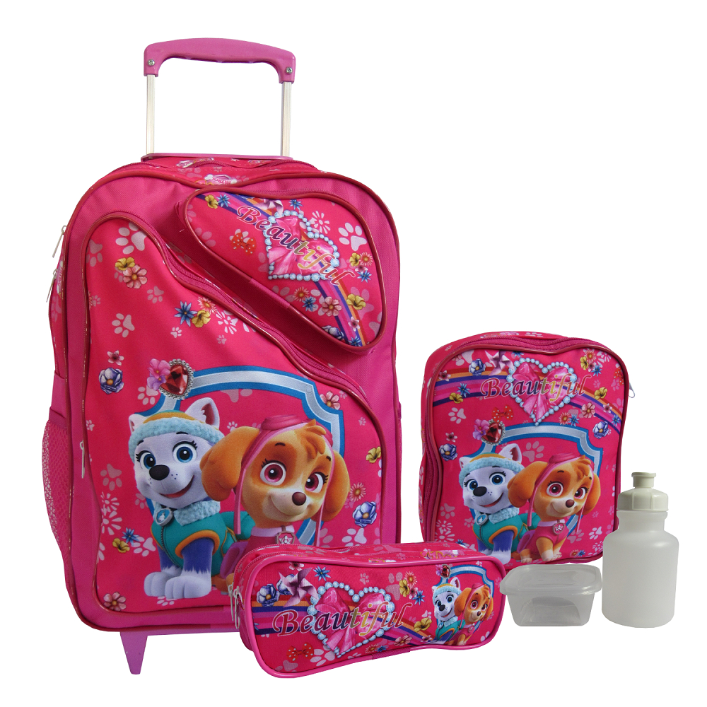 Kit Mochila Infantil Patrulha Canina Feminina Com Rodinhas | Shopee Brasil