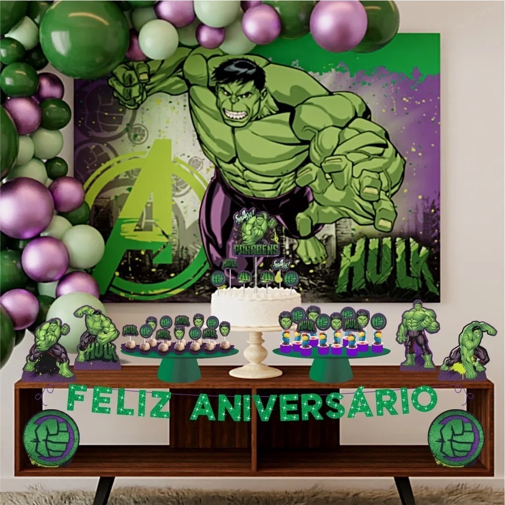 Painel de TNT INCRÍVEL HULK VINGADORES MARVEL Estampado - 1,40 x 1 METRO / festa decoração de aniversário temas comemoração