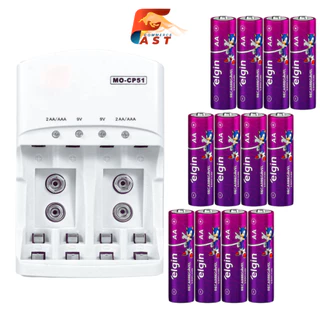 Carregador Mox CP50 Bivolt + Pilhas Elgin AAA 1000mah recarregáveis Palito