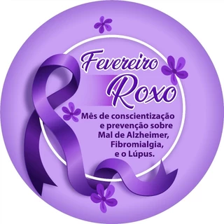 Painel Redondo Tecido Sublimado Fevereiro Roxo Em Medida 1,50D C/Elástico Tecido Decoração