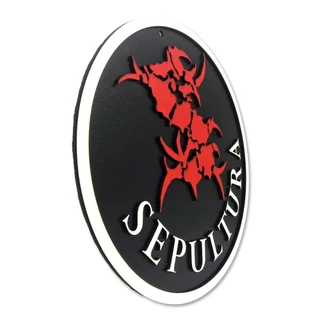 Placa Decorativa Banda Sepultura Logo 3D Alto Relevo MDF Cantinho do Churrasco Decoração Restaurante Bar Garagem