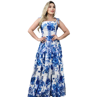 Vestido Longo Verão Florido Feminino do P ao Plus Size Lindo