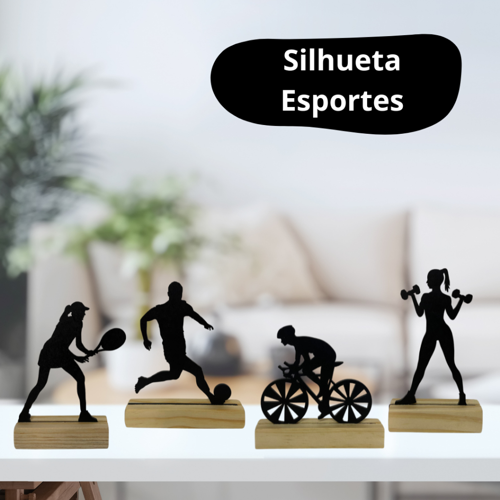 Enfeite de Mesa - Silhueta Esportes - Decoração - Ciclismo,Futebol,Tênis,Basquete,Academia
