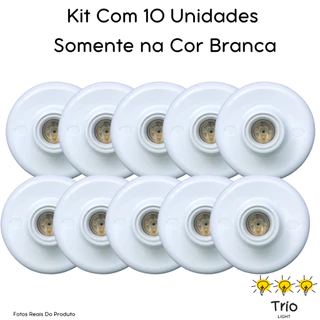 Kit 10 Plafon Soquete E27 Simples Branco Paflon Bocal de Teto Plafonier Plafon Redondo Soquete E-27 Luminaria de Teto Redondo 10 Peças Tapa Buraco Plafon 10 Unidades Branco