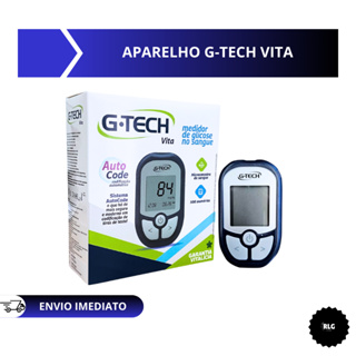 Kit Medidor de Glicose G Tech Vita + 110 Tiras de Glicemia