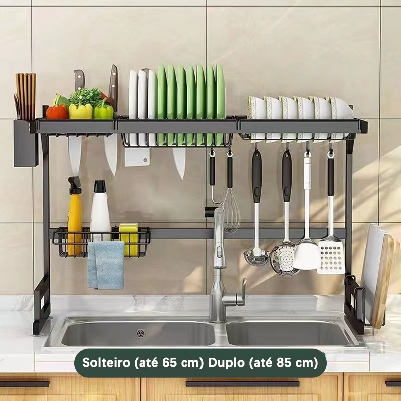 Escorredor Cozinha Pia Rack Aço Inoxidável 65cm Organizador Louça Autosustentavel Escorredor Louça Para envio imediato