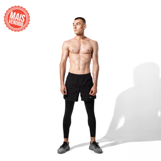Kit Calça Térmica Segunda Pele e Bermuda Masculina Elastano Tecido Levinho Conjunto Ideal Para Treino