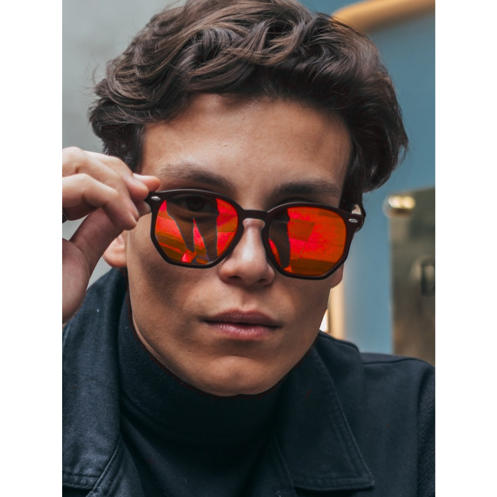 Óculos de Sol Hexagonal Hastes em Madeira Clássico Retrô Vintage Oldstyle Moda Praia Verão uv400 oculos de sol Feminino Masculino Unissex - Cacife Brand