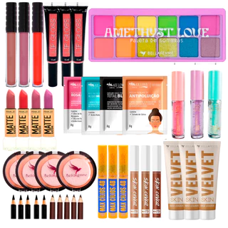 Mega Combo Kit Revenda de Maquiagem Sombra Corretivo Lápis Rímel Máscara Facial