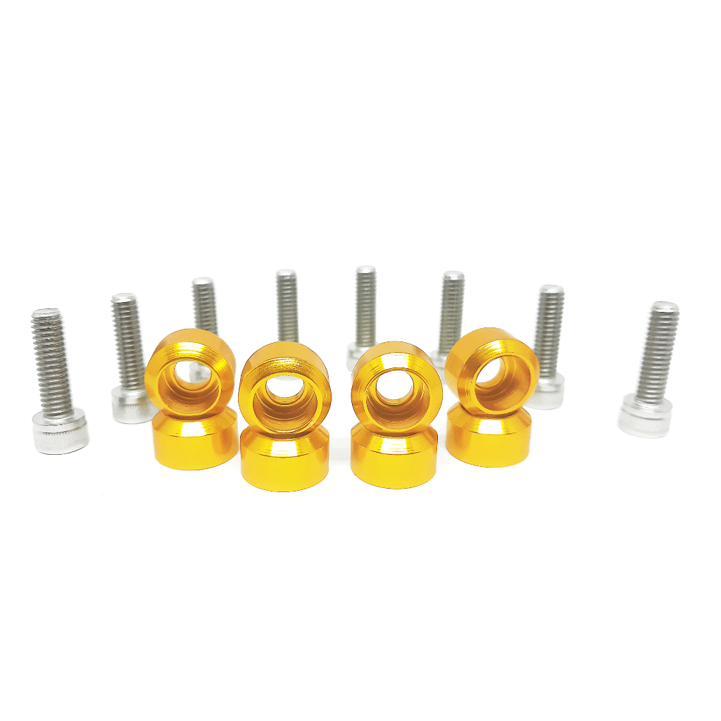 Kit 8 Parafuso M6x20 Inox Arruela Grossa Anodizada Dourada