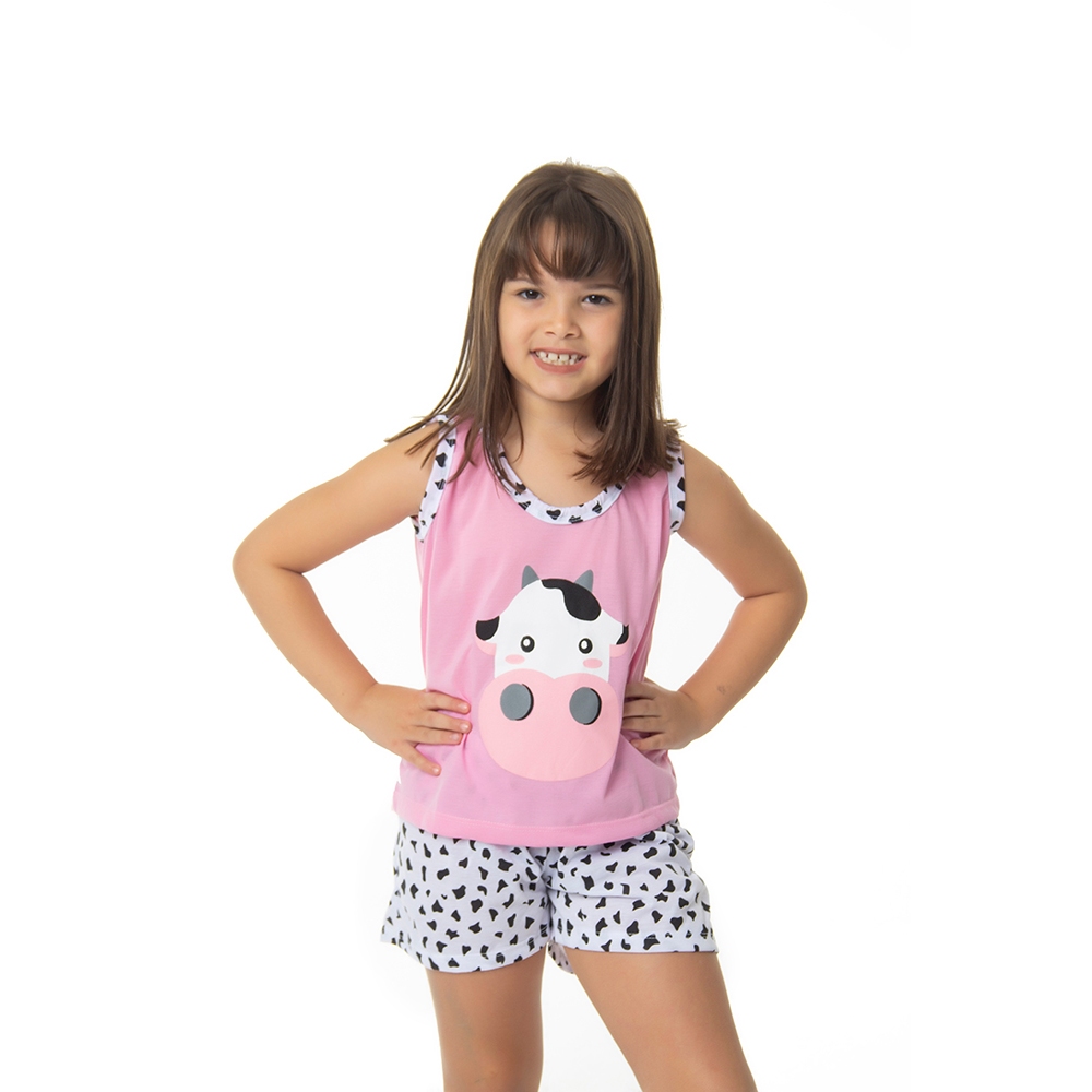 Baby Doll Infantil Feminino Regata Verão Pijama Curto Short Doll ...