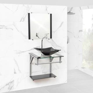 Gabinete De Vidro 40cm Com Cuba Para Banheiros Roma - Cores