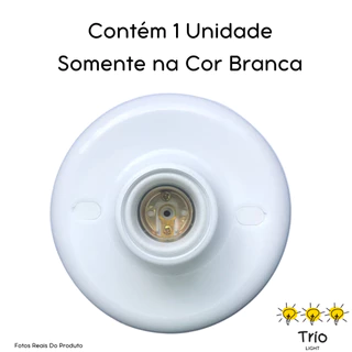 Plafon 01 Unidade Soquete E27 Simples Branco Paflon Bocal de Teto Plafonier Plafon Redondo Soquete E-27 Luminaria de Teto Redondo 01 Peça Tapa Buraco Plafon 01 Unidade Branco
