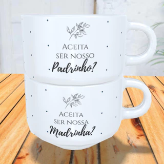 Xícara Personalizada Kit Para Presente Casamento Pais e Padrinhos 180ml