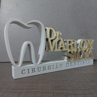 Decoração para Profissão 3d Dentista Odontologia Cirurgião com Nome Personalizado