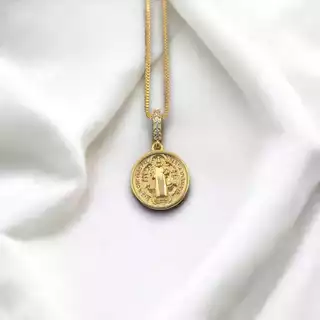 Colar São Bento Amoeto Banhado a Ouro 18k Dourado