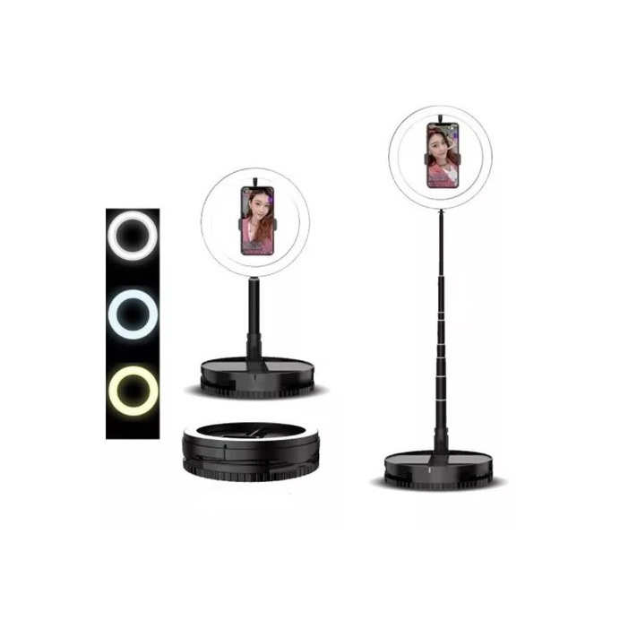 Ring Light De Mesa Suporte Led Com Suporte Celular Flexível Live Maquiagem Foto Video Cor Da Luz Branco Frio Branco Quente Amarela