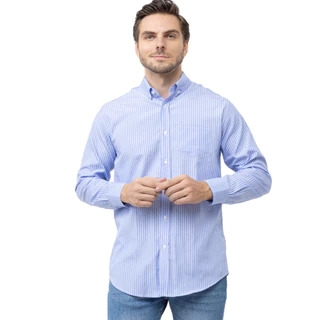 Camisa Casual Listrada Manga Longa Easy Iron Empório Colombo