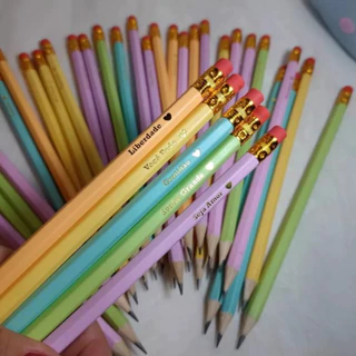 Kit 72 Lápis de Escrever HB Grafite Escolar c/ Frases Mensagens Motivacionais Colorido e Borracha