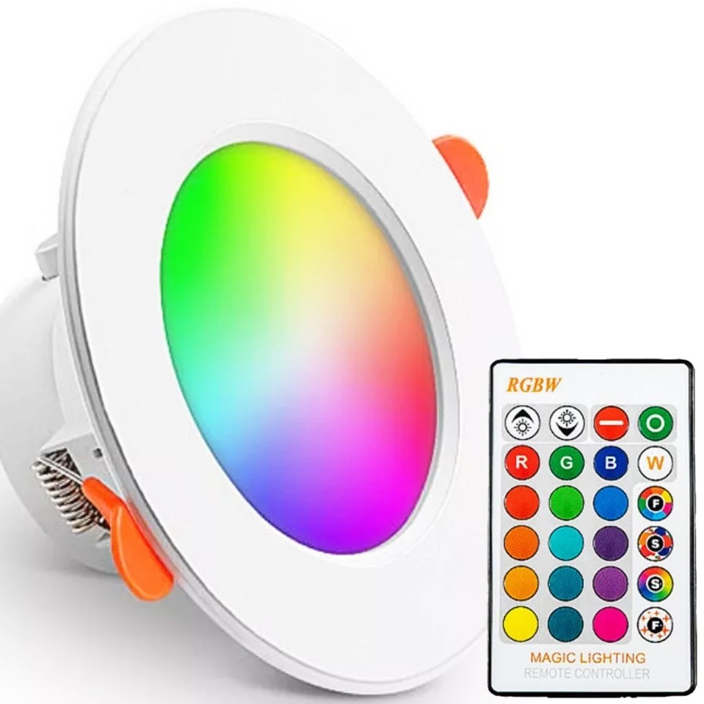 Lampada Spot Led Redondo 9w Embutir RGB + Branco Rgb + Controle