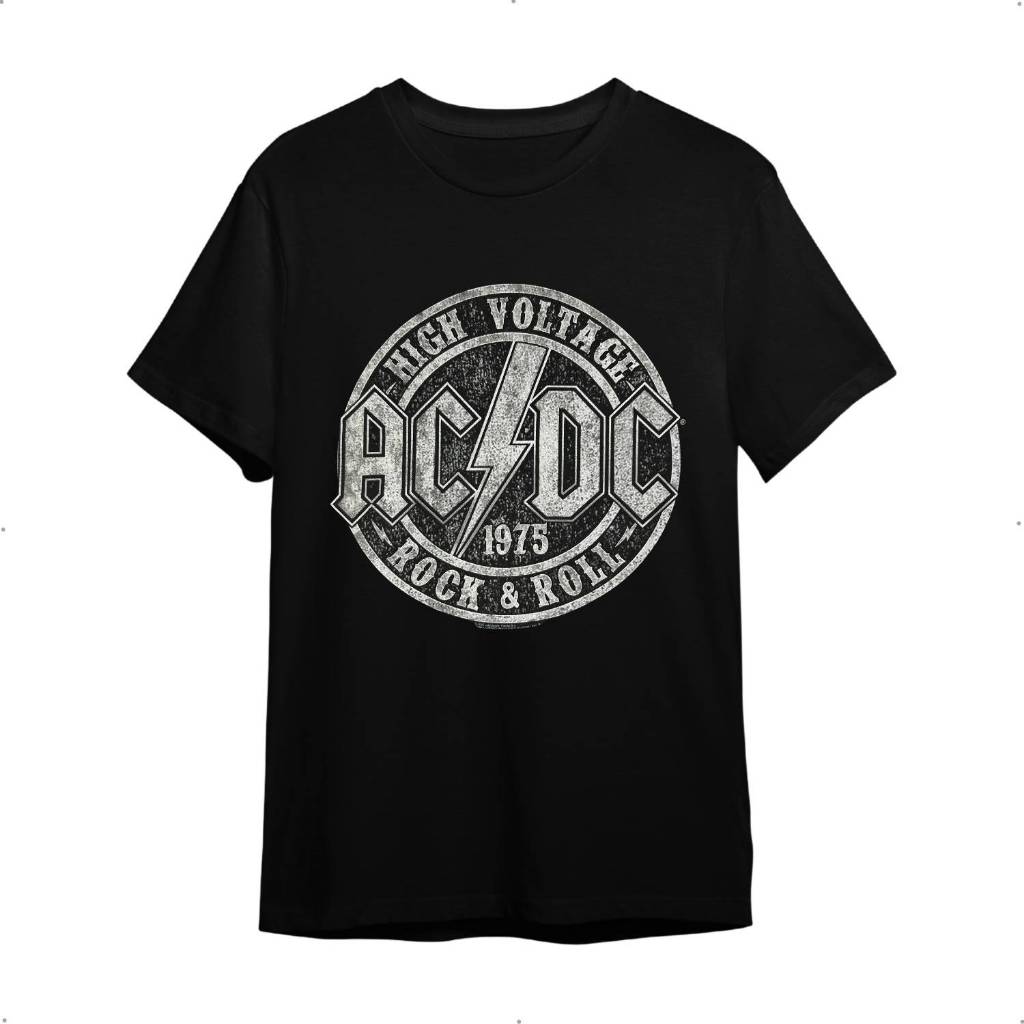 Camiseta AC/DC High Voltage 1975 Banda De Rock Preta Adulto Plus Size ...