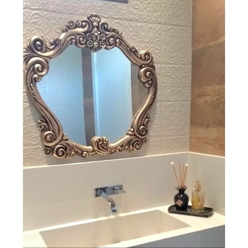 Espelho Grande Barroco Retrô Casa Quarto Lavabo