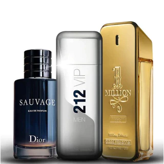 Kit 3 Perfume Importado Masculino 100ml Longa Fixação (Sau-212V-mill ) - Envio Ja