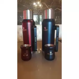 Kit Completo chimarrão Garrafa Térmica + Cuia Garrafa agua inox 1L
