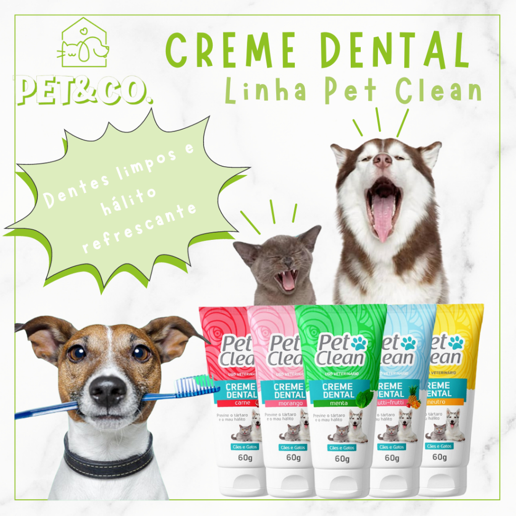 Creme Dental Pet para Cachorro Gato Pet Clean 60g | Shopee Brasil