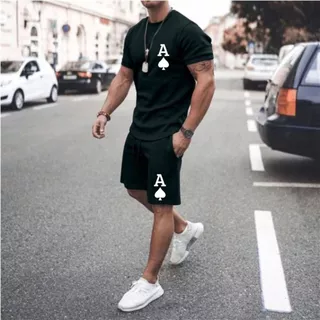 Conjunto Masculino Camiseta + Bermuda Kit De Espadilha Espada Baralho