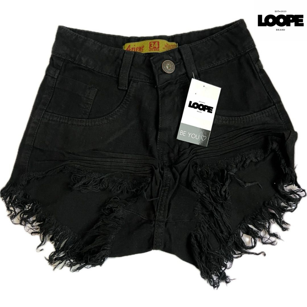 Short preto shops feminino jeans