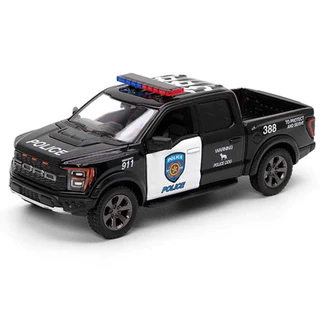 Miniatura Ford F-150 Raptor 2022 Kinsmart 1:46 Metal e Fricção Preto Policia
