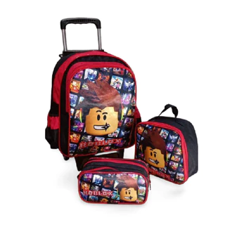 Kit Mochila Roblox Games Infantil Rodinhas Escolar Masculina lancheira estojo