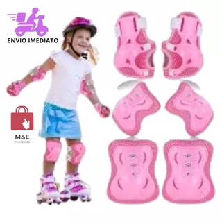 Kit Super Proteção Joelheira Cotoveleira E Luvas Criança Acima 6 Anos Para Patins, Skate e Patinete