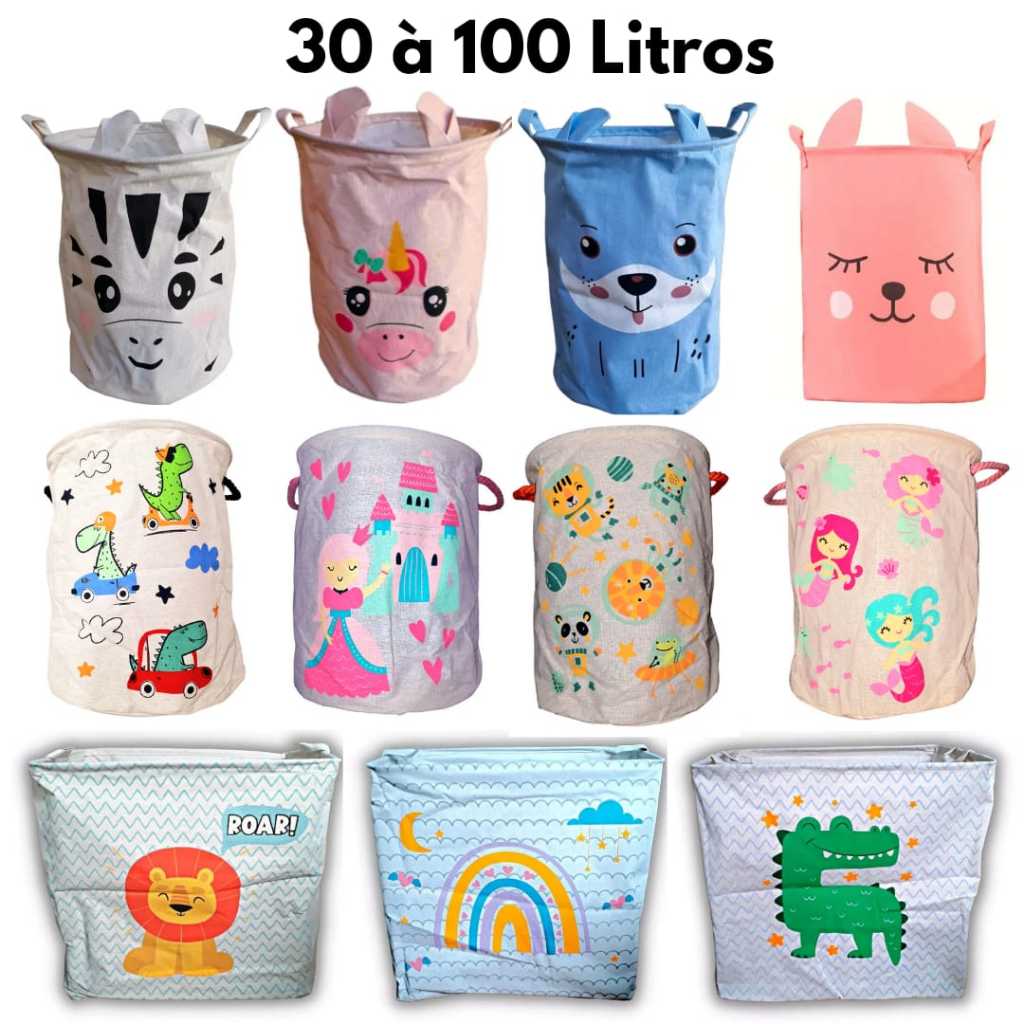 Cesto Organizador Multiuso Tecido Dobrável Roupa Brinquedos