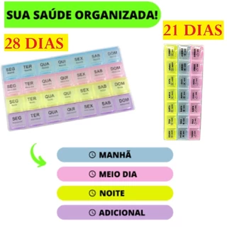 Porta Comprimido De 4 e 3 Fileiras 9,5x22Cm e 21x12CM Organizador De Remédios Semanal e Mensal Universal Colorido em Oferta na Shopee